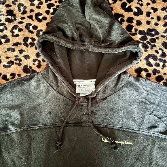 Champion Black Velour Hoodie - Picture 5 of 12